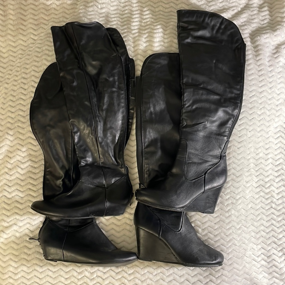 EVERYTHING MUST GO!! Wedge BLK Knee Boots Bundle. Sz 7.5